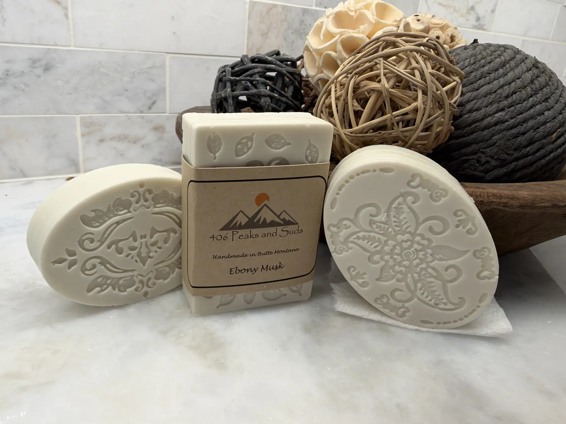 Ebony Musk handmade soap display