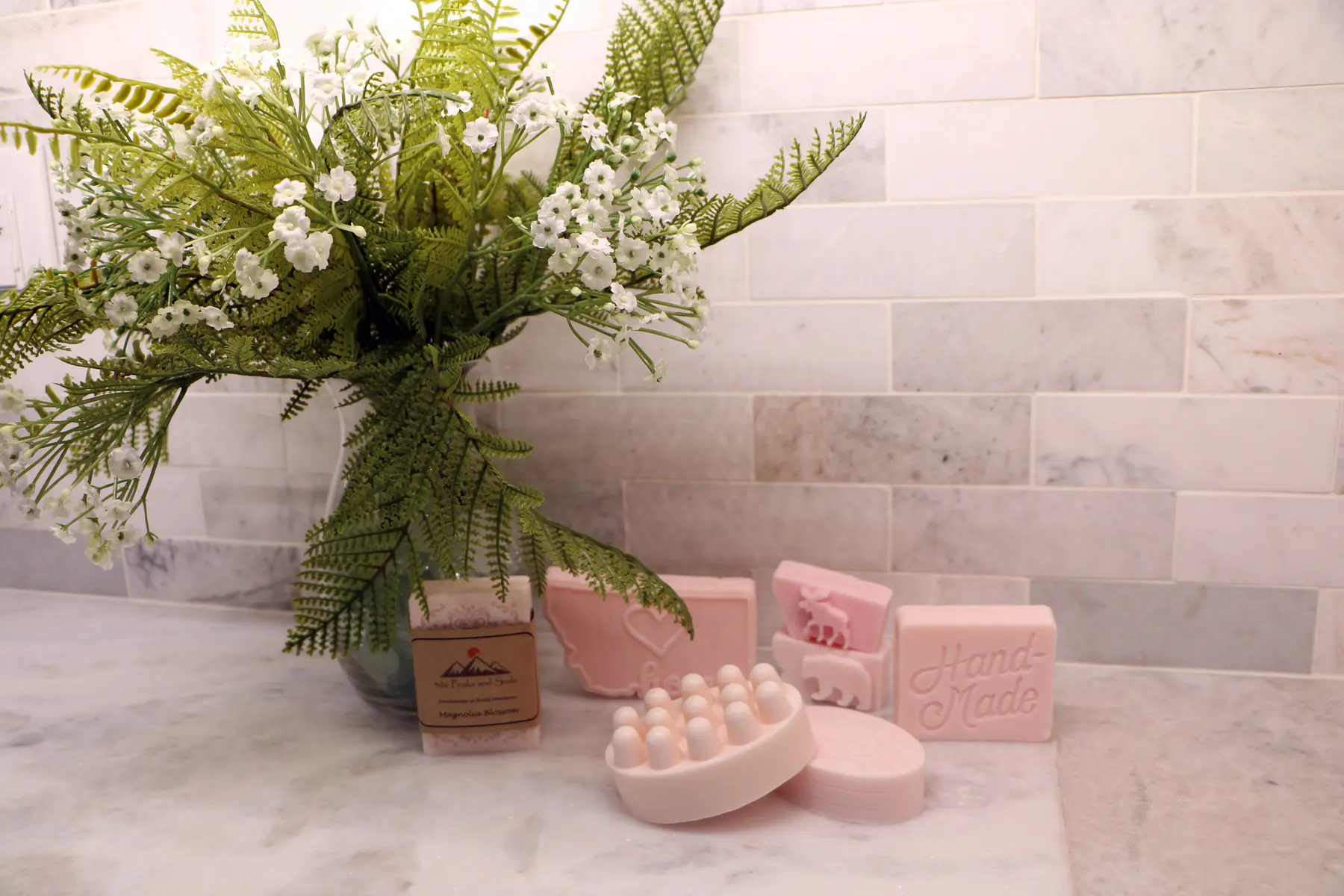 Magnolia Blossom handmade soap display