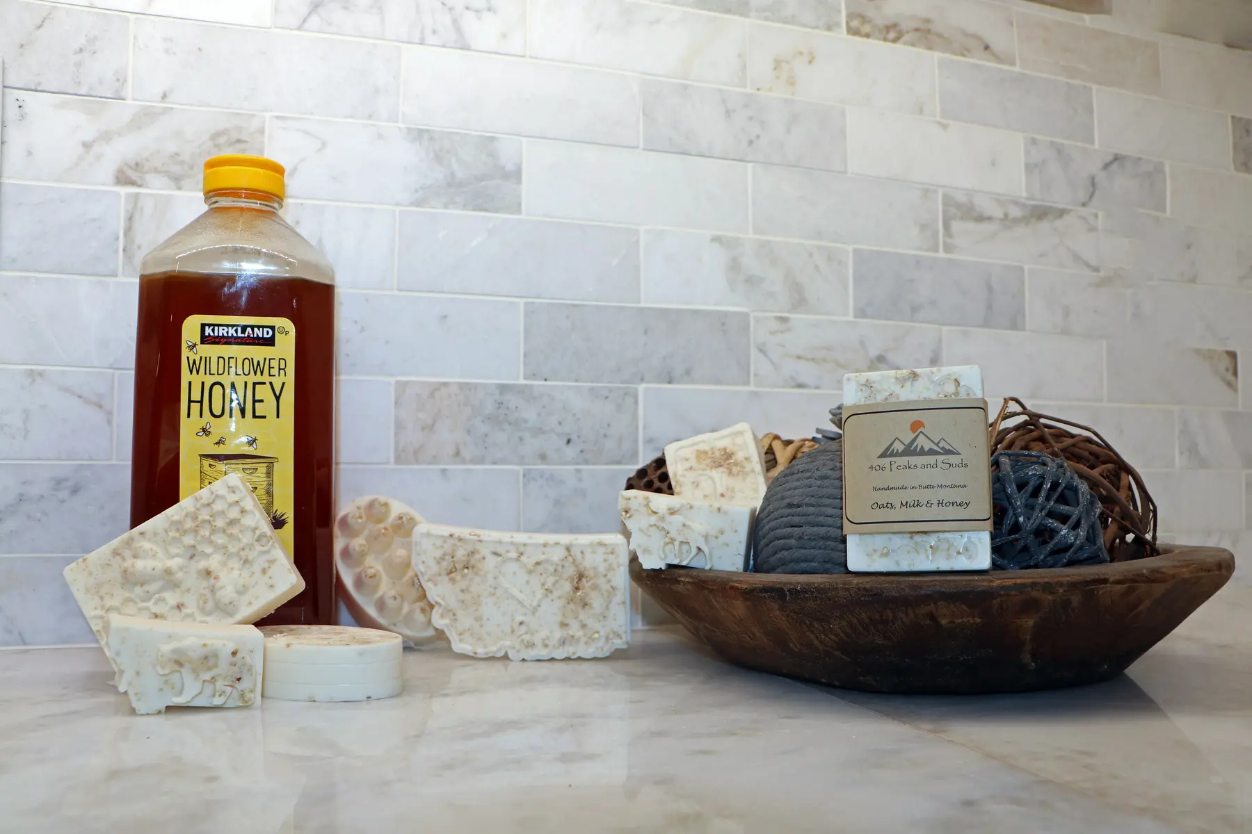 Oats, Milk & Honey handmade soap display