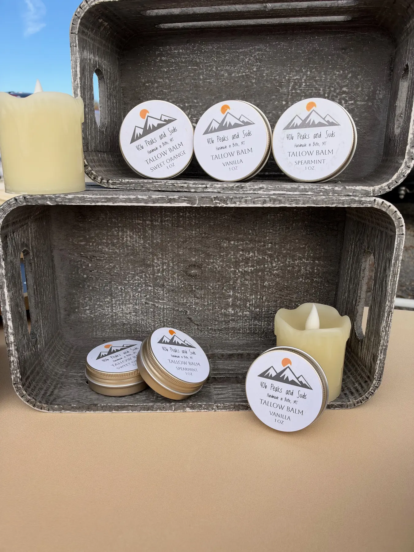 Sweet Orange, Spearmint, and Vanilla tallow balms